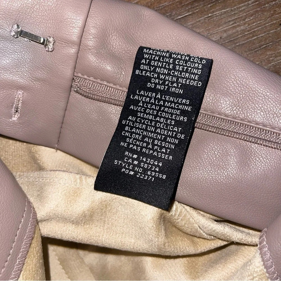 7 For All Mankind High Waisted Faux Leather Slim Leg Pant Taupe Sz S - Picture 10 of 13